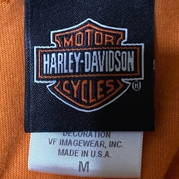 WOMEN’S 2007 heritage harley davidson v-neck hoodie sweater orange size M - Picture 8 of 9